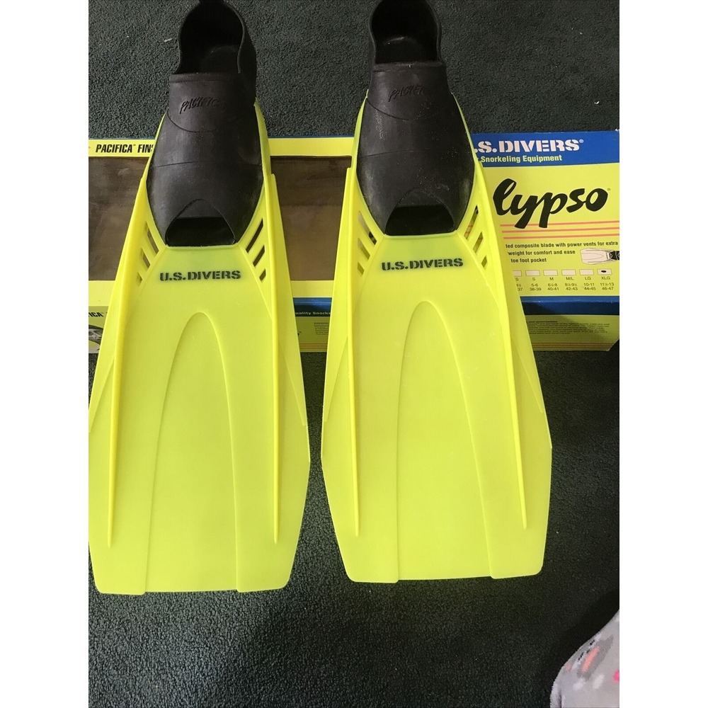 US Divers Pacifica Calypso Fins/Flippers Snorkeling Scuba Sz 11 1/2-13 46-47EUC‎